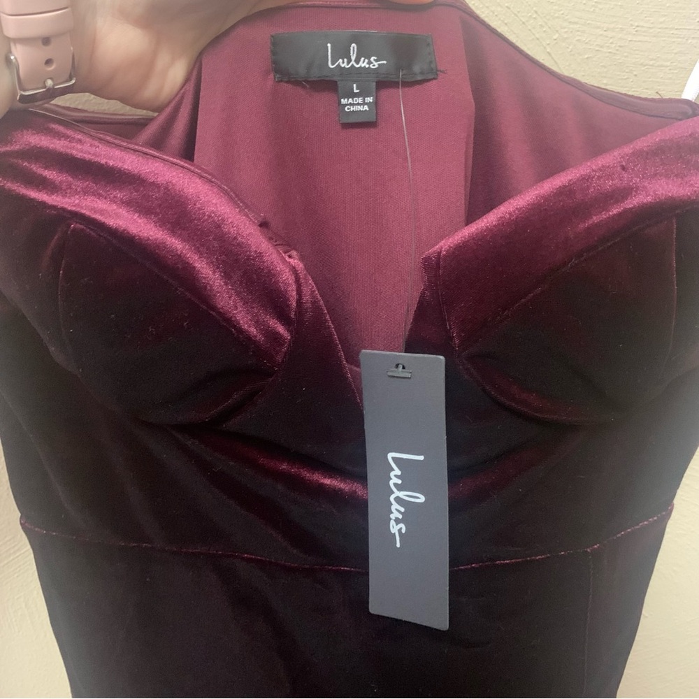 Lulu's Deep Wine Strapless Midi Dress - Picture 8 of 11